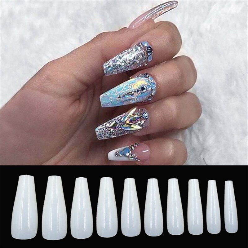 500 Tablets Transparent Natural Color Ballet Fake Nails – Full Cover Tips